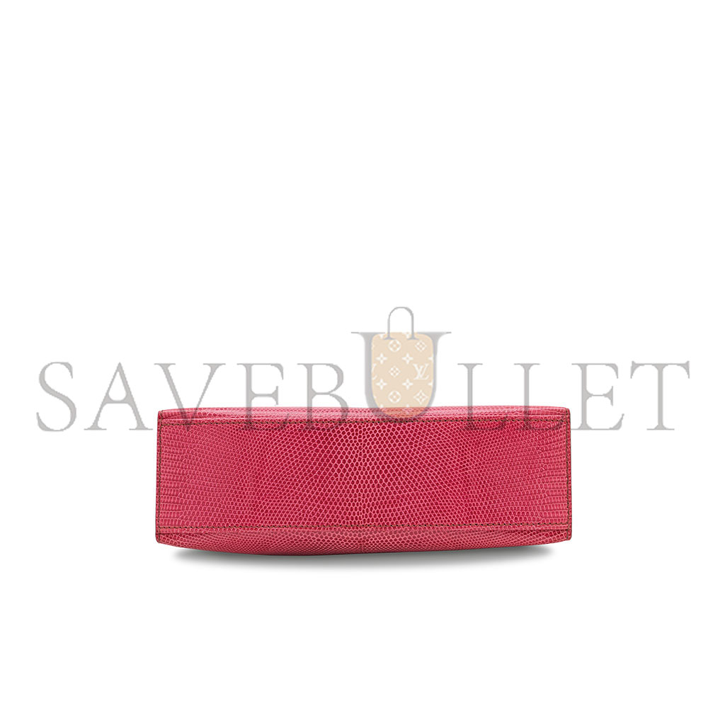 HERMÈS MASTER A SHINY FUCHSIA SALVATOR LIZARD KELLY POCHETTE WITH PALLADIUM HARDWARE (22*14*7cm) 